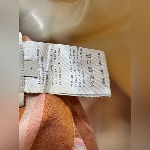 Paul & Joe Coral and Pink Stripe Button Front Blouse Made in France - Picture 2 of 6